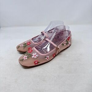 Target Mary Jane Flats Pink 10 Floral Embroidered Mesh Cottagecore Ballet Core